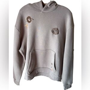 ASOS men’s  printed hoodie with random embroidery placement size XL, grey-beige